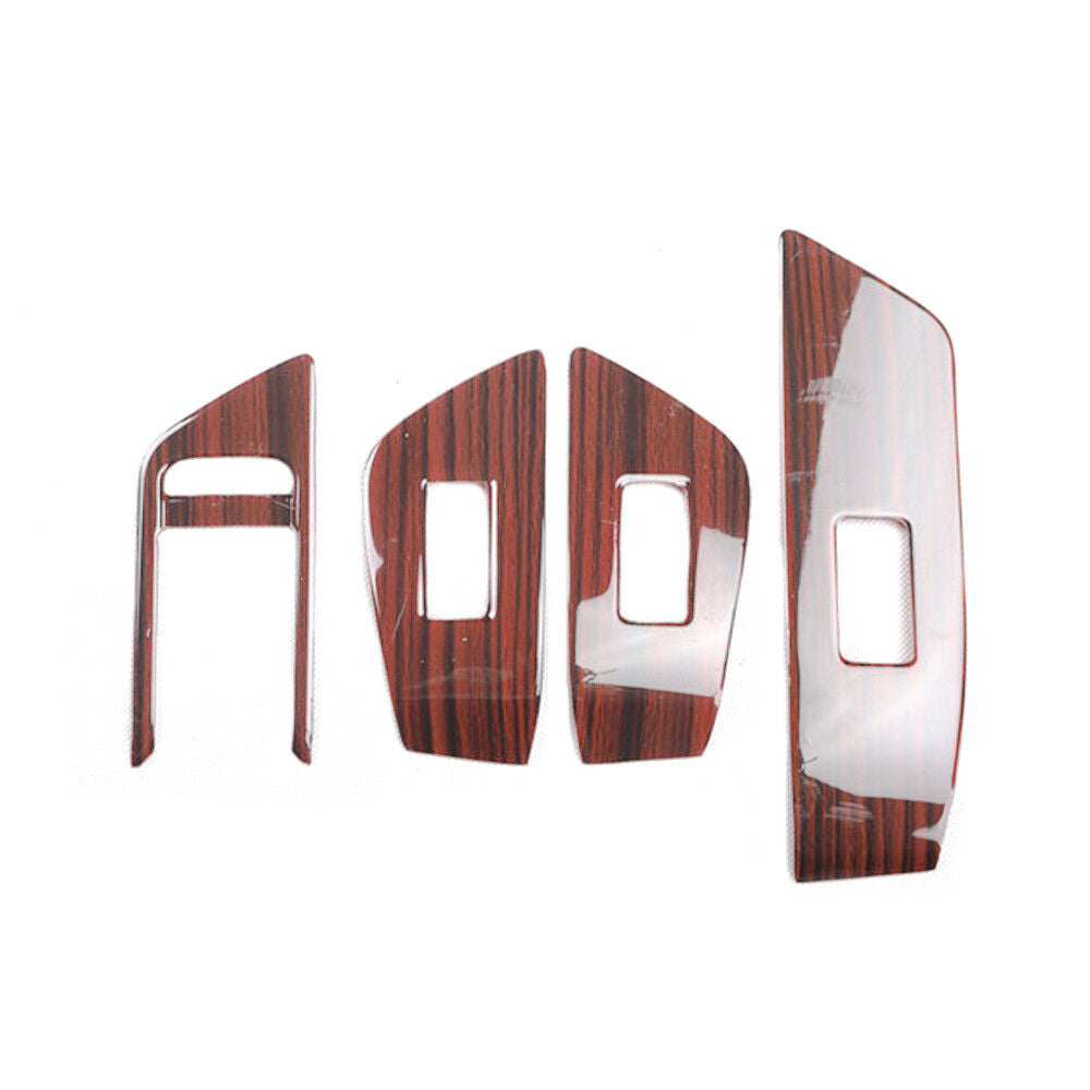 Car Glass Window Lifting Lock Panel Trim 4PCS Fit for Audi A5 2017-2019 Red Wood