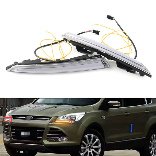 DRL LED Daytime Running Light Lamp w/ Turn Signal Fits for Ford Escape Kuga 13-2015