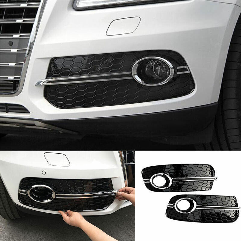 2PCS Black Exterior Front Fog Light Frame Replacement for Audi Q5 2009-2016 2017