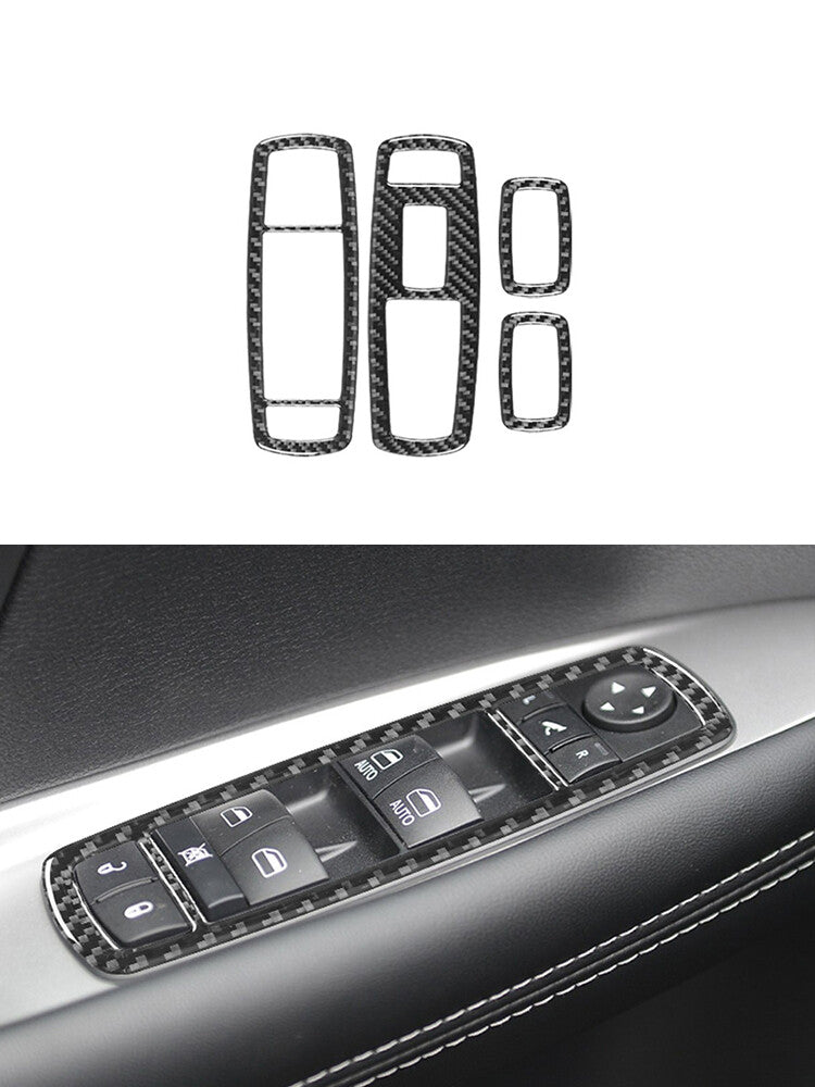 for Dodge Journey 2011-2017 4Pcs Window Switch Button Trim Cover Carbon Fiber
