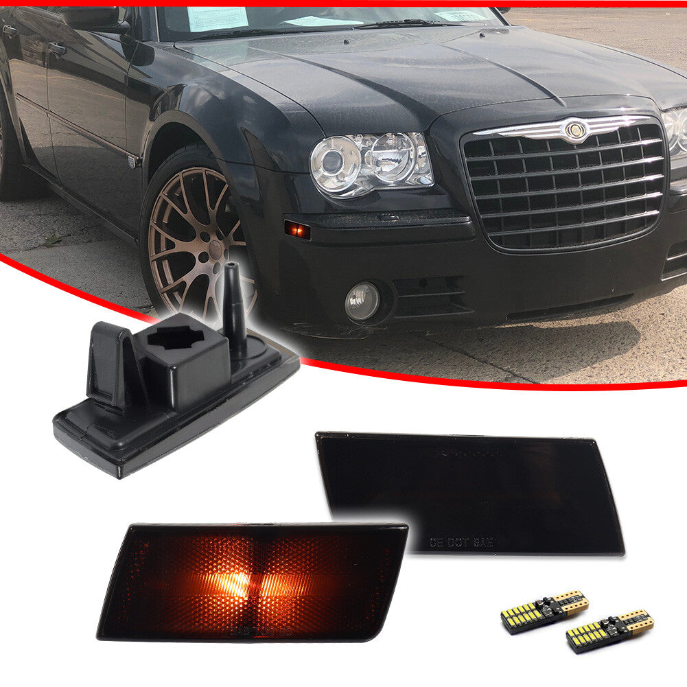 Smoked Amber LED Front Bumper Side Marker Light Kit for 2005-2010 for Chrysler 300