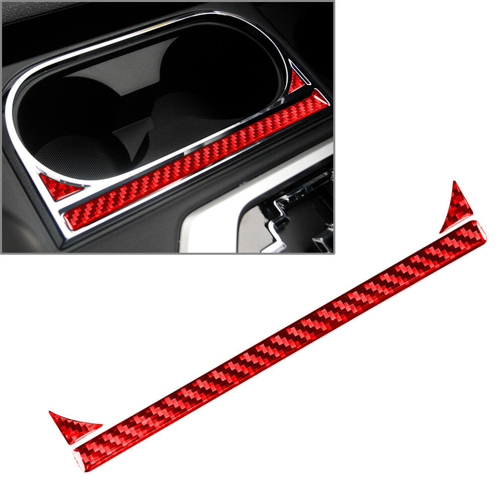 Car Cup Holder Panel Cover Trim for Toyota Tundra 2014-21 RHD Carbon Fiber Red