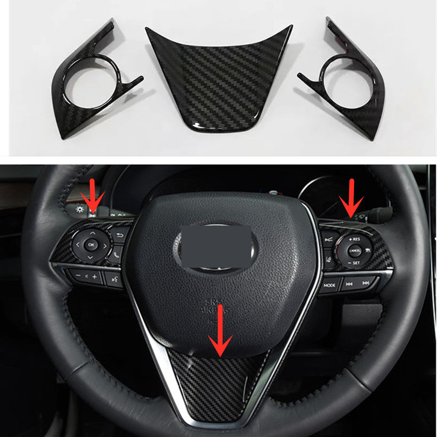 3-piece carbon fiber steering wheel trim set suitable for 2021 and 2022 for Toyota Venza.