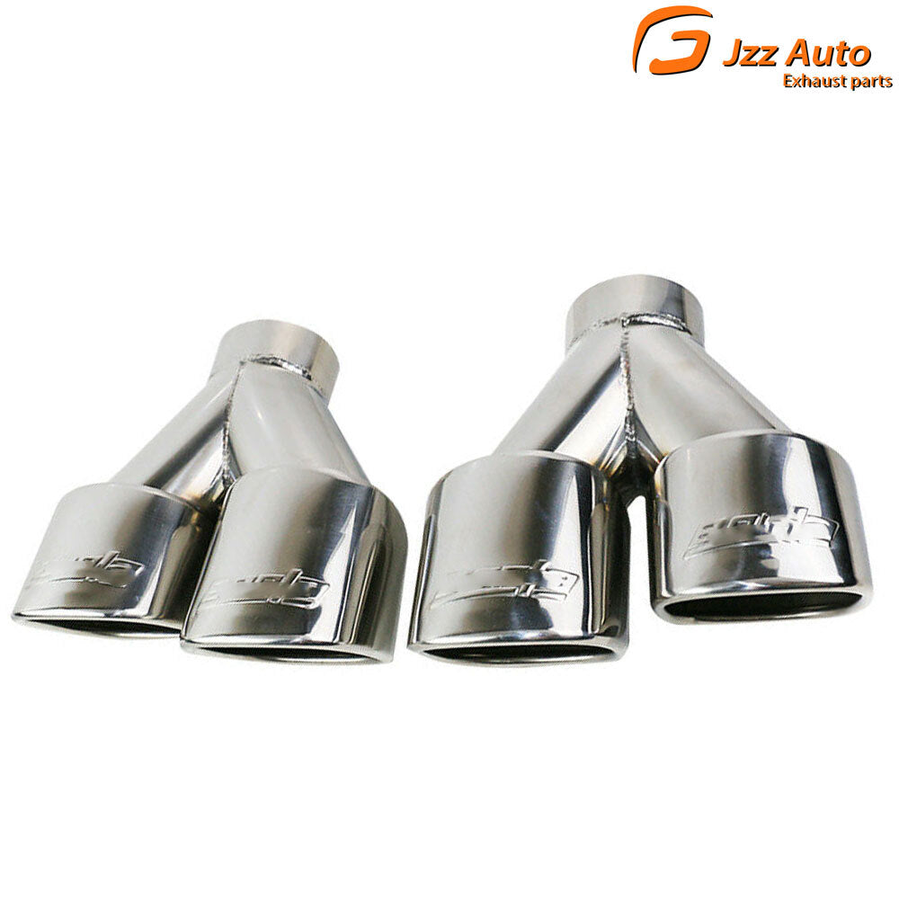 2PCS 67mm Weld-on Dual Exhaust Pipe Tip Muffler Tips Square Tips 2 Outlets