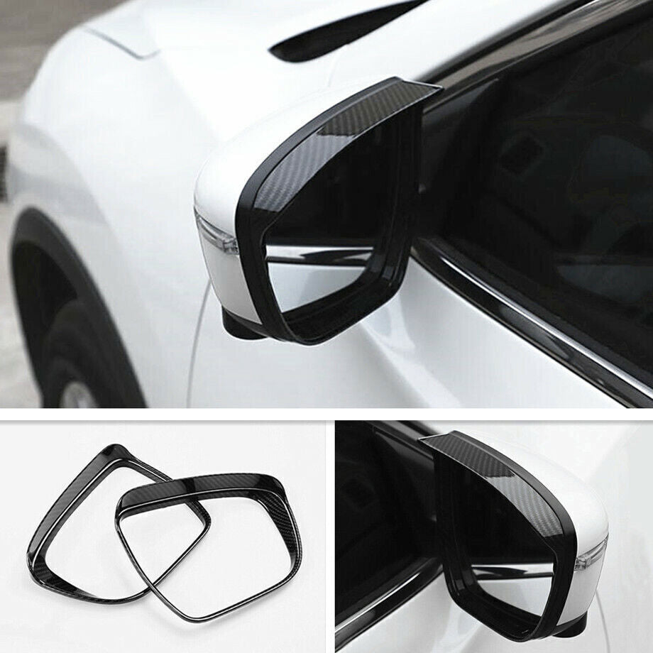 for Nissan Rogue Sport 17-2022 Carbon Rearview Mirror Rain Eyebrow Frame Trim 2P