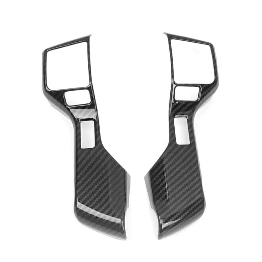 2xCarbon Fiber Black Steering Wheel Button Cover Trim for Toyota Tacoma 2016-19