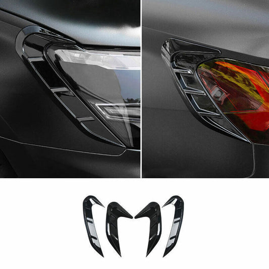 for Audi A3 2022-24 ABS Gloss Black Front Rear Headlight Lamp Eyebrow Cover Trim