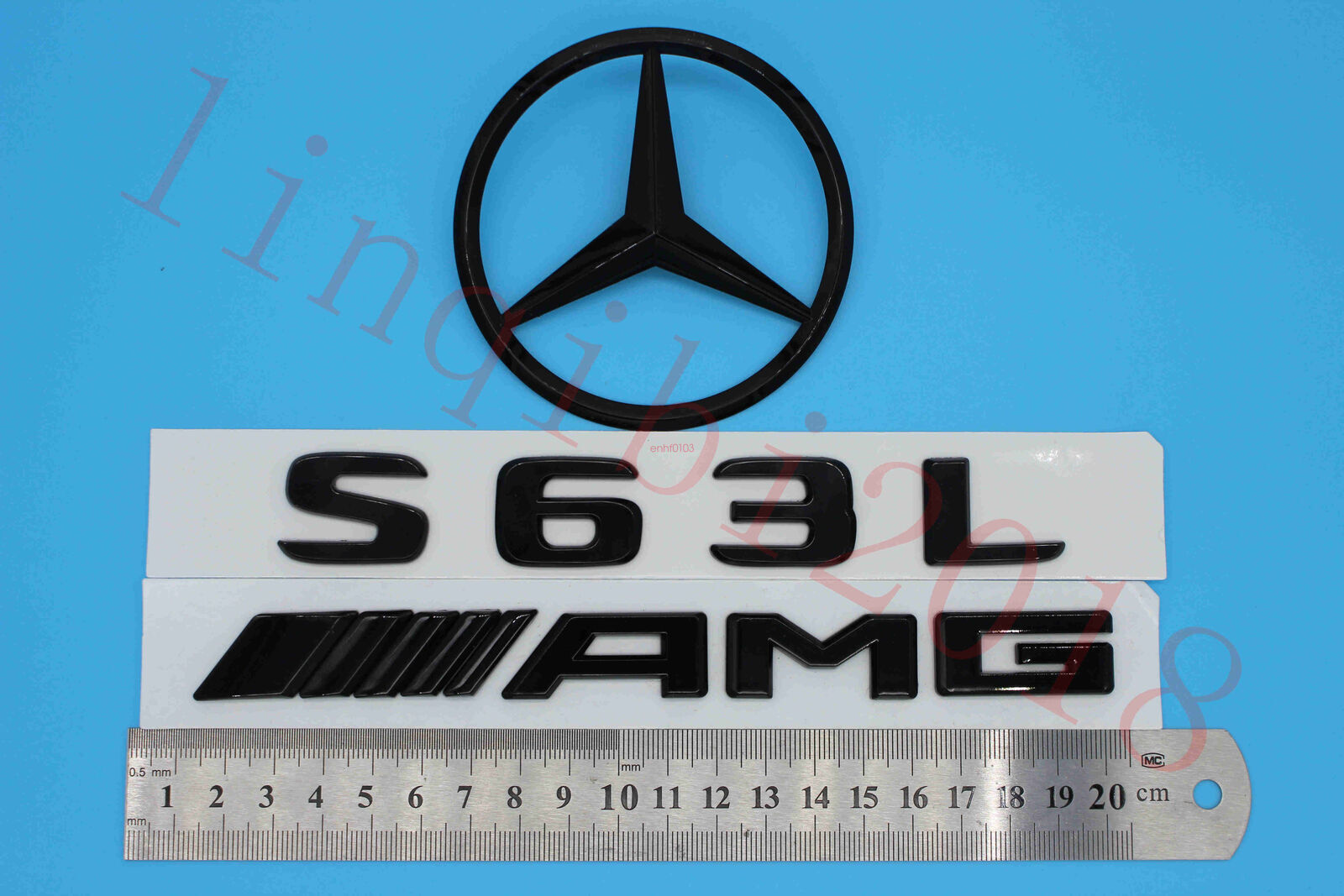 Gloss Black S63L AMG Trunk Logo Sticker Decal Emblem Badge Package for W221 S63L