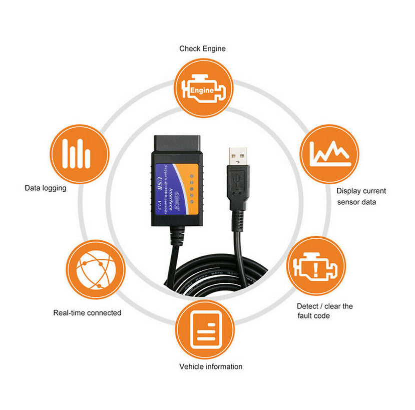 ELM327 USB Car Diagnostic Tool OBD2 Scanner Code Reader Engine Fault Diagnosis for Subaru