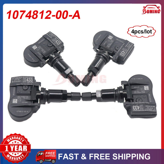 4-pack of new Tire Pressure Sensors (TPMS) for Tesla Model 3 (S and X) 433MHz