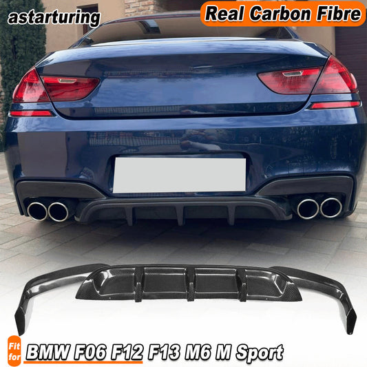 for BMW F06 F12 F13 M6 M Sport Bumper 2012-16 REAL Carbon Rear Diffuser Spoiler