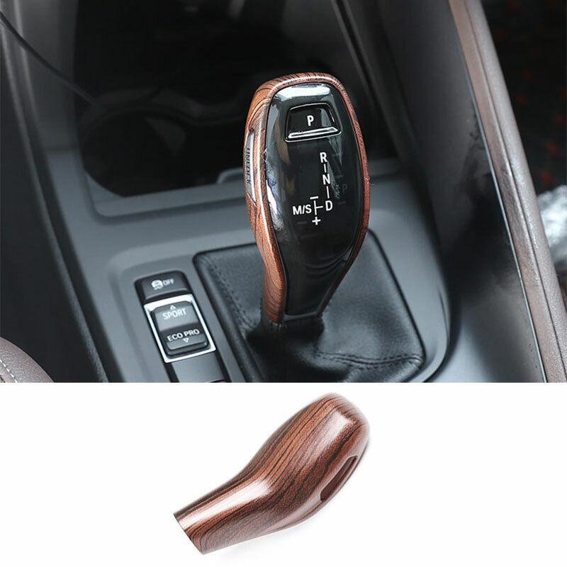 for BMW X1 F48 2020-2021 Pine Wood Grain Gear Shift Knob Shifter Lever Trim 1PCS