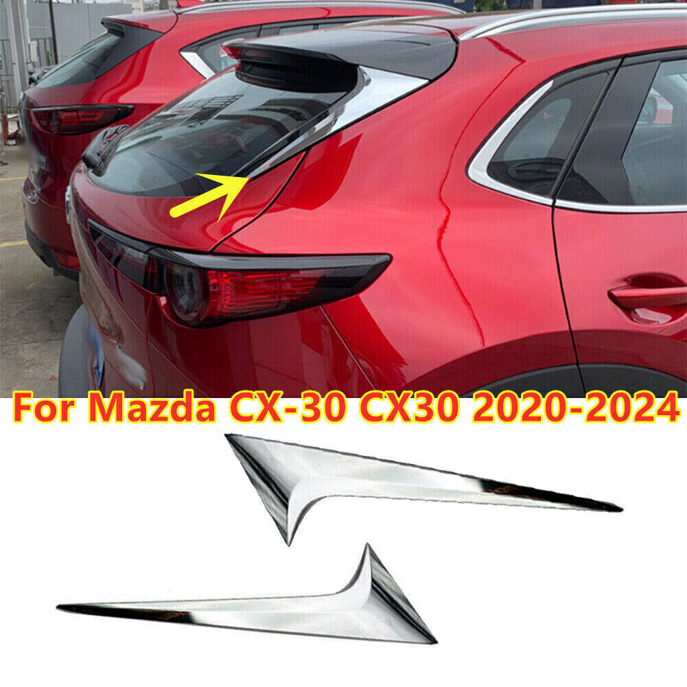 2X Chrome Rear Window Spoiler Side Strip Cover Trim for Mazda CX-30 CX30 20-2024