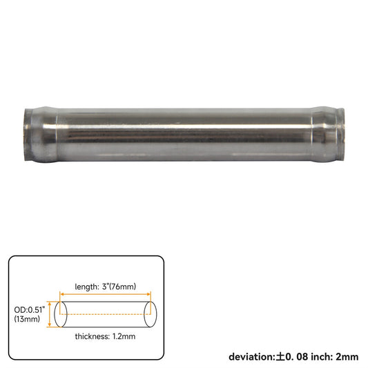 Aluminum Hose Adapter Tube Joiner Pipe Coupler Connector 13mm 0.51 L=76mm
