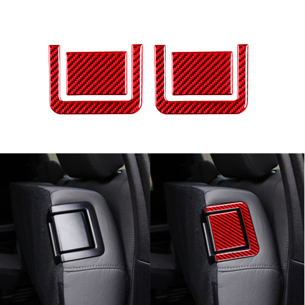 Red Carbon Fiber Rear for Seat Adjust Panel Cover Trim for Toyota Tundra 2014-2018