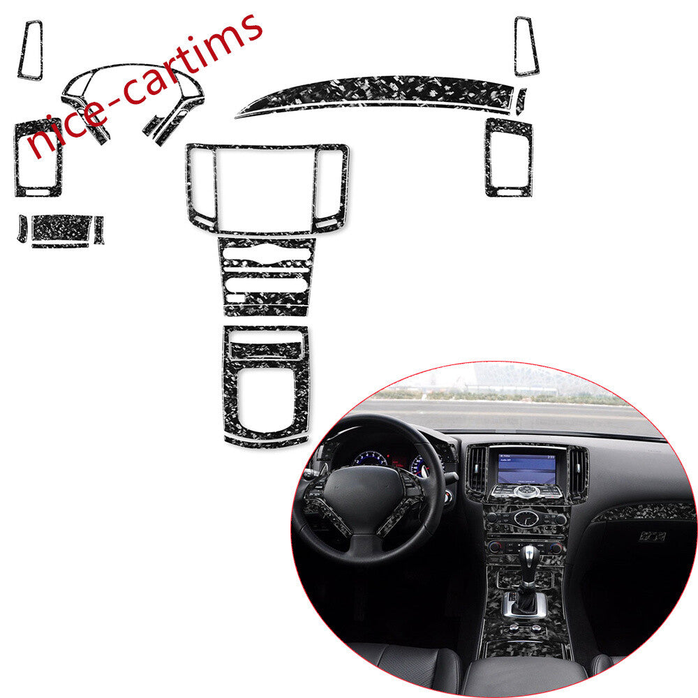 25Pcs Forged Carbon Interior Set Decorative Trim Kit for Infiniti G37 2010-2013