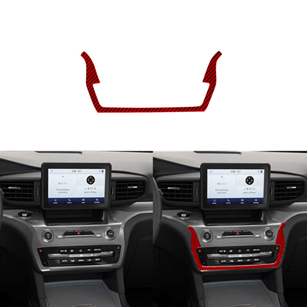 Red Carbon Fiber Center A/C Button Frame Cover Trim for Ford Explorer 2020-2023