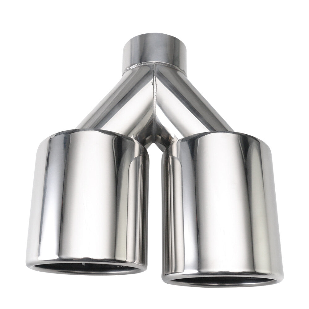 Pair 2.5'' ID 4''OD Universal Dual Exhaust Tip Edge Tips Double Wall Tip W/ Mesh