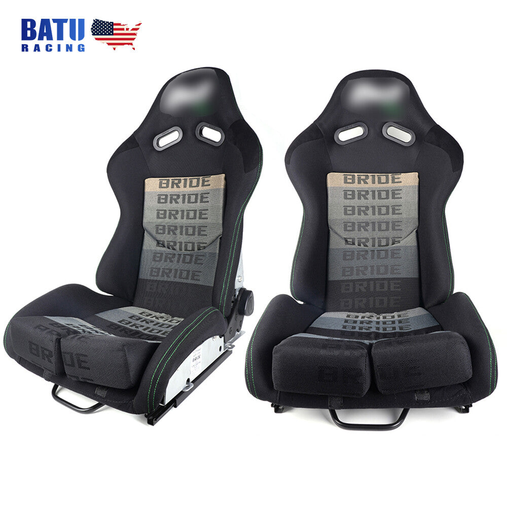 2X BRIDE Large Racing for Seat Black Fiberglass Low Max Recline Racing Slider Kits