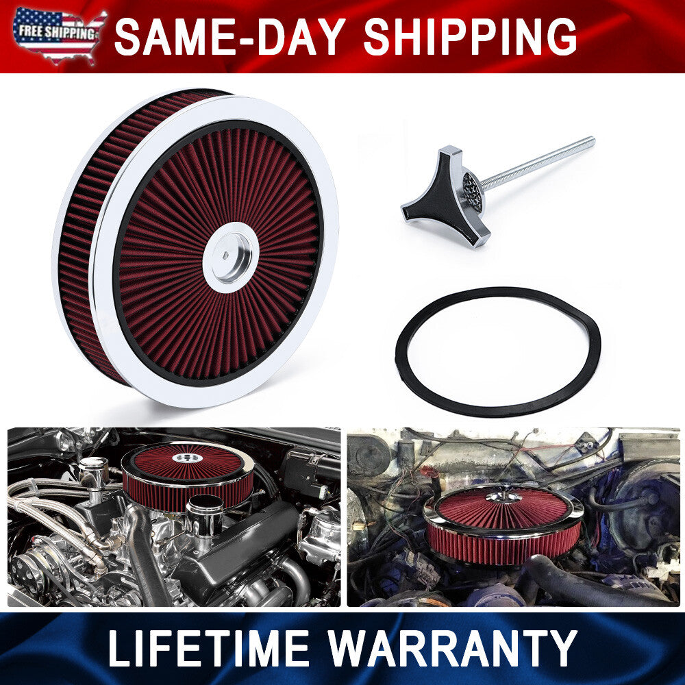 Washable Red Element 14x3 Air Cleaner Assembly Kit For 5-1/8 Inch Neck