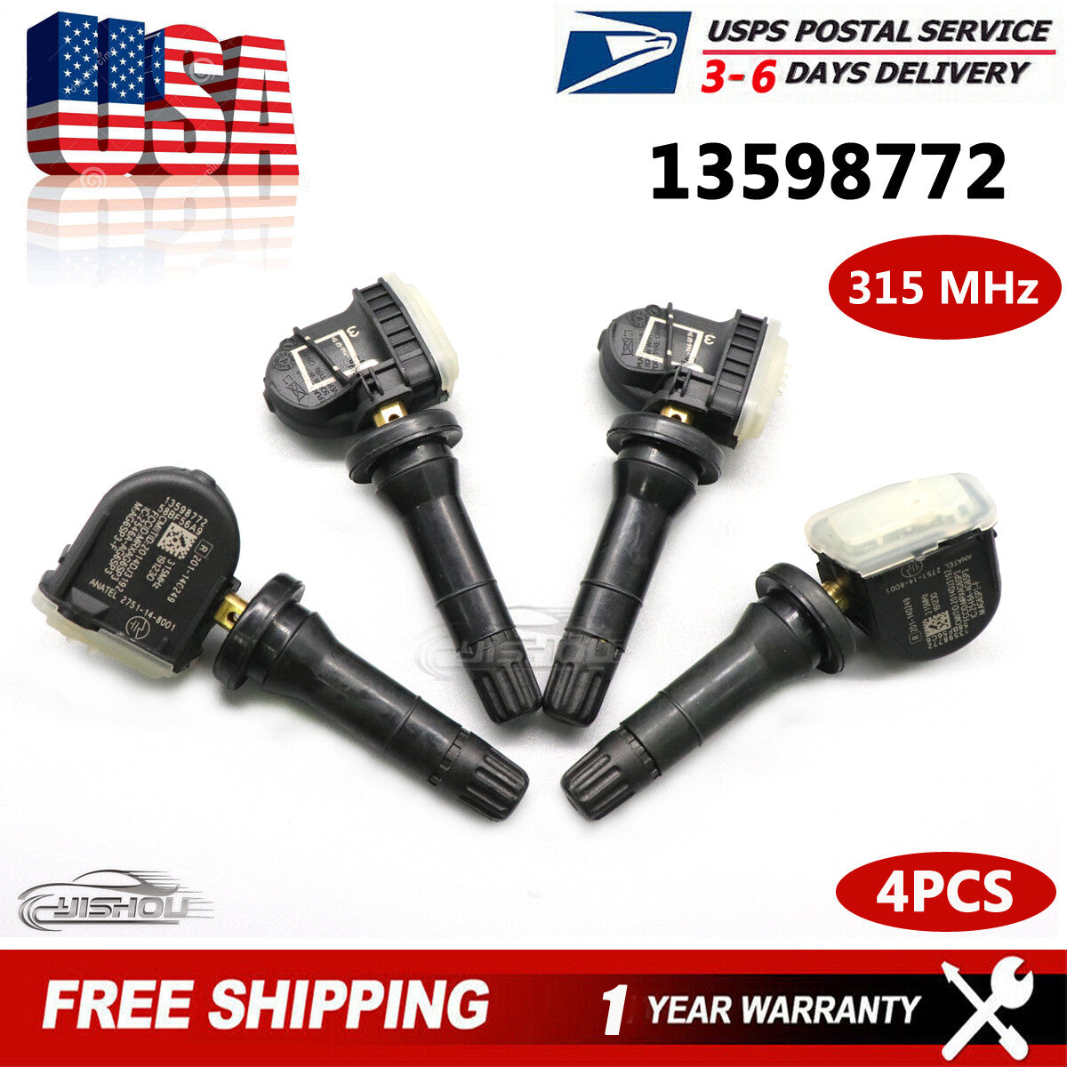 4PCS 13598772 NEW TPMS Tire Pressure Monitoring Sensor For GM for Chevy for GMC for Buick