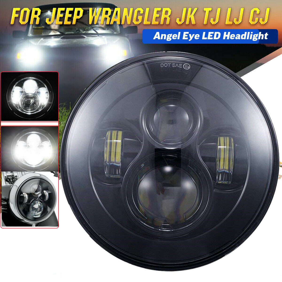 7-inch motorcycle headlight LED high/low beam circular projector suitable for Harley for Jeep DOT