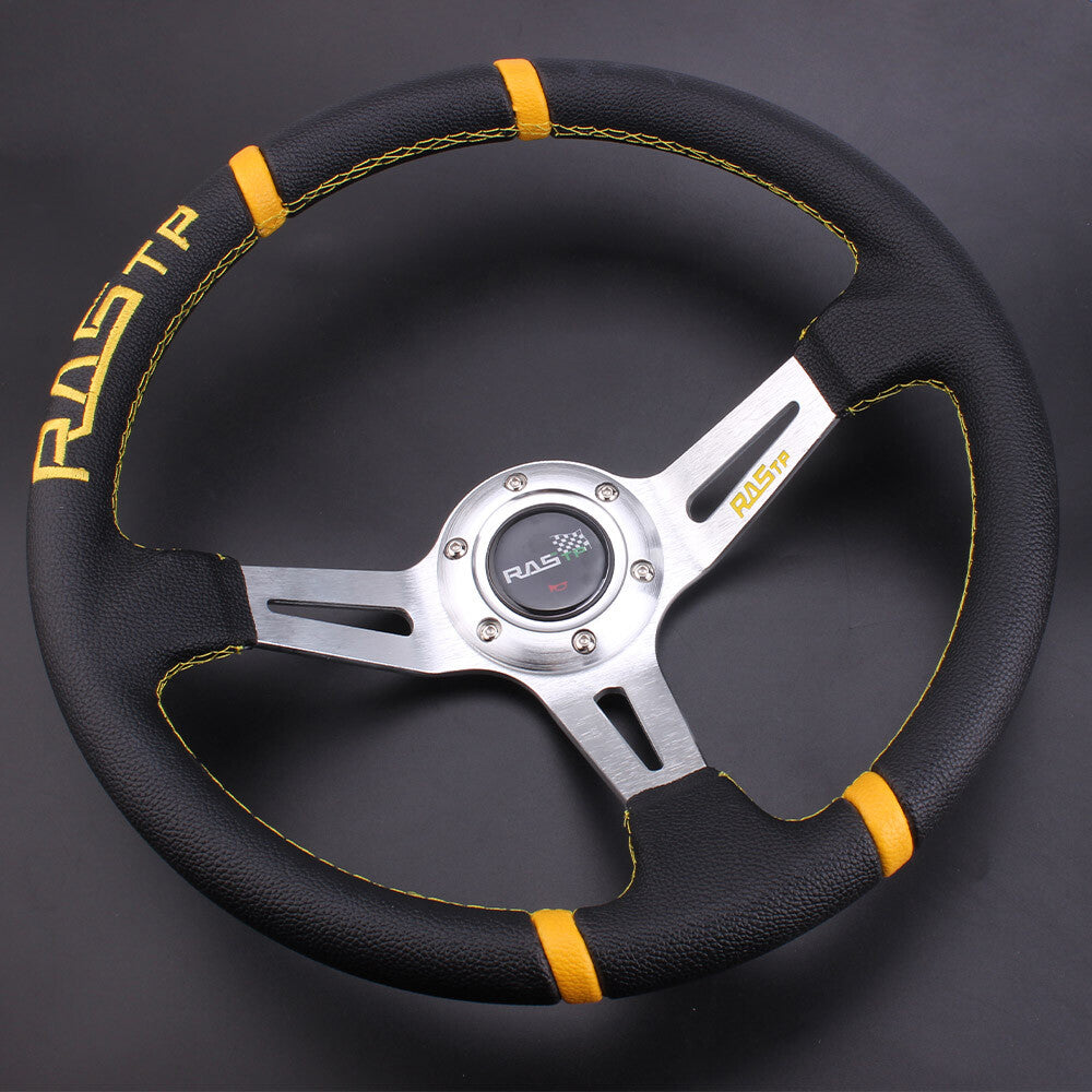 Aluminum 14 350mm Deep Dish Drifting Sport Steering Wheel Racing W/Horn Button