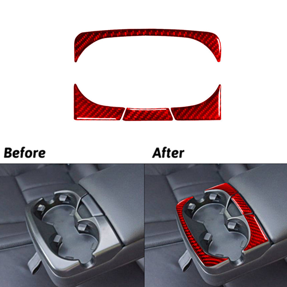 Red Carbon Fiber Beverage Holder Rear Trimming for Land Rover Discovery Sport