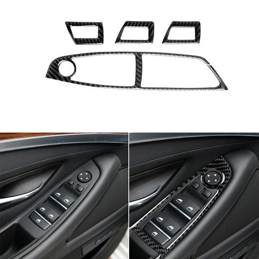 Carbon Fiber Window Switch Lift Panel Cover Trim for BMW F10 5 Series 2011-2018
