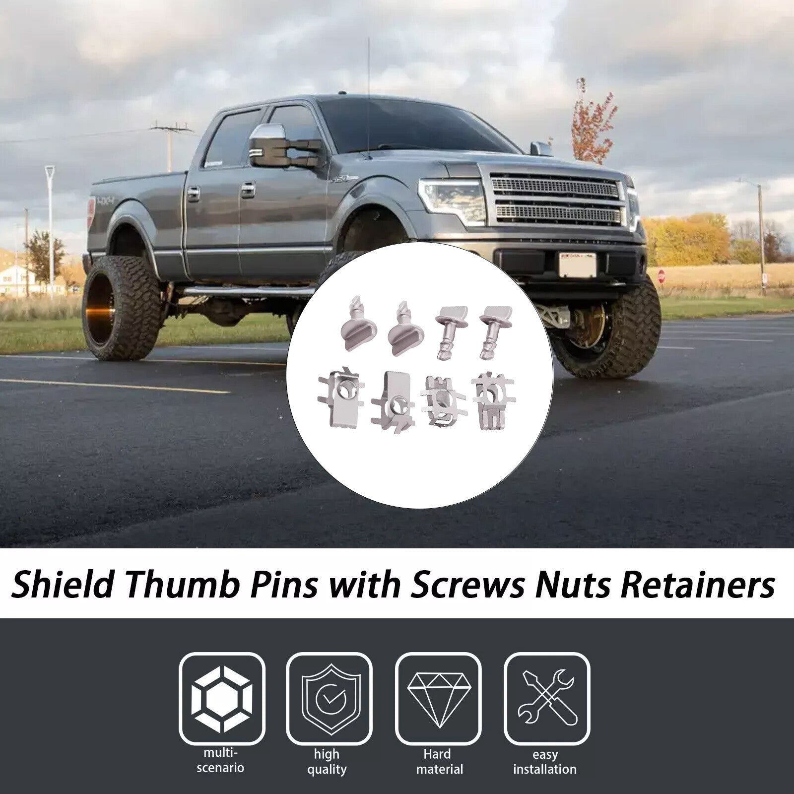 4 ENGINE SHIELD COVER THUMB PINS 4 NUTS! Fits for FORD F-150 EDGE EXPLORER etc