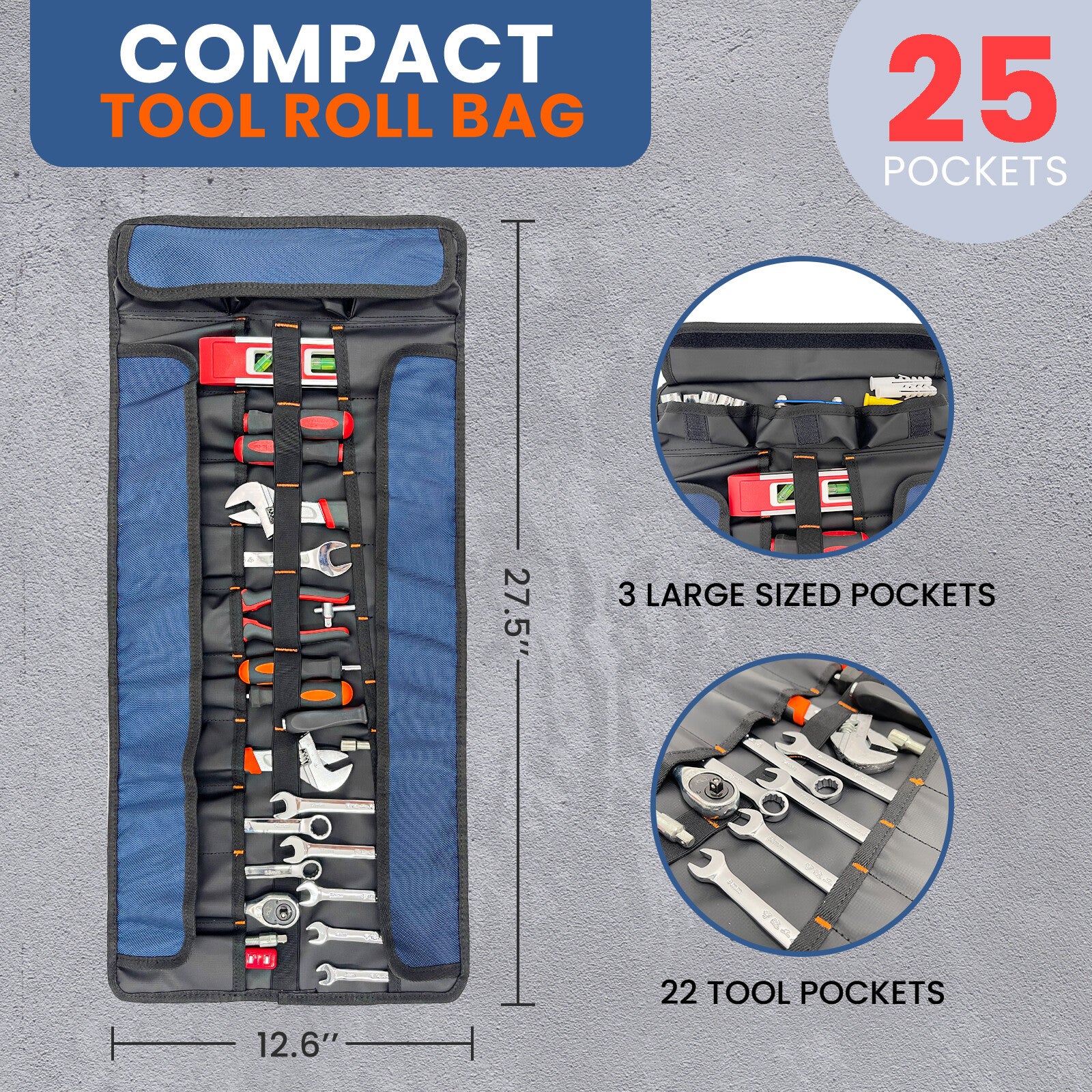 Universal Electrician Tool Pocket Bag Storage Organizer Canvas Chisel Toolkit