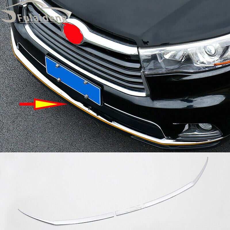 2P Front Bumper Grille Guard Chrome Trim Strips for Toyota Highlander 2014-2016