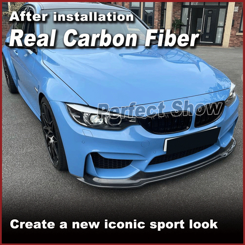 for BMW F80 M3 F82 F83 M4 2014-2019 Real Carbon Fiber Front Bumper Lip Spoiler