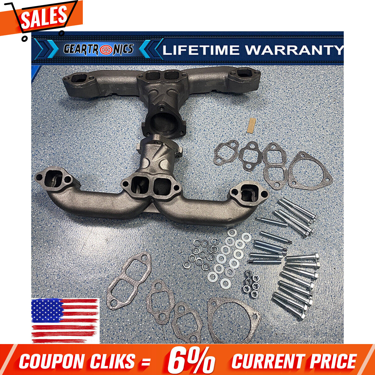 Exhaust Manifolds Rams Horn Style For Small Block for Chevy SBC 283 305 327 350 400