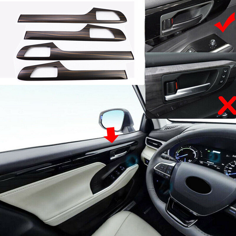 Wood grain Inner Door Molding Cover decor Trim for Toyota Highlander 2020-2023
