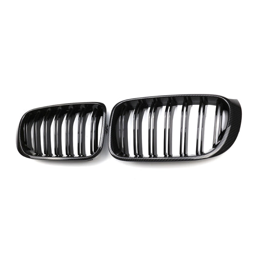 For 2011-18 for BMW X3 X4 F25 F26 Carbon Fiber ABS Double Line Print Front Grille 2x