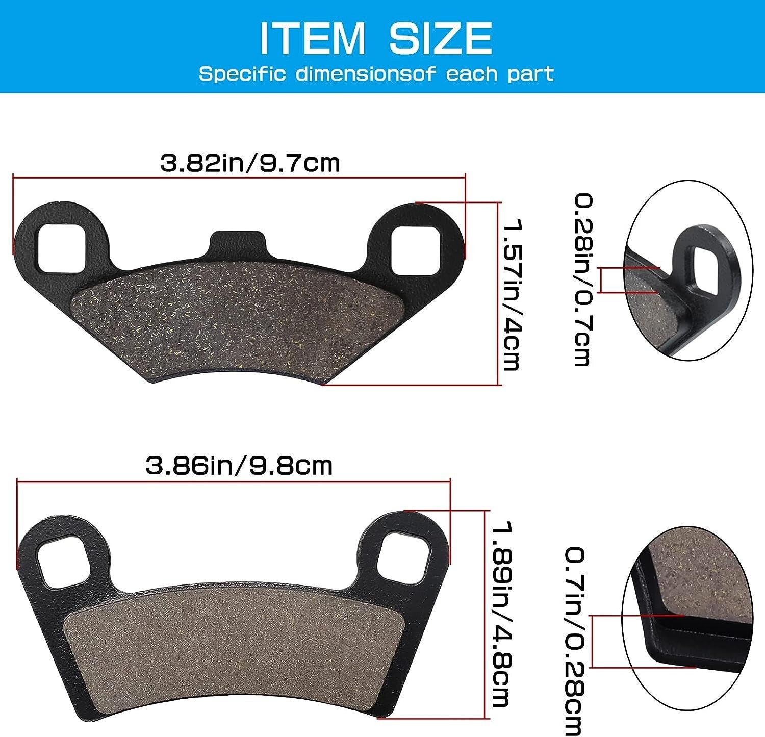 Brake Pads Front and Rear for Polaris RZR 570 2012-2015 RZR 800 2008-2014