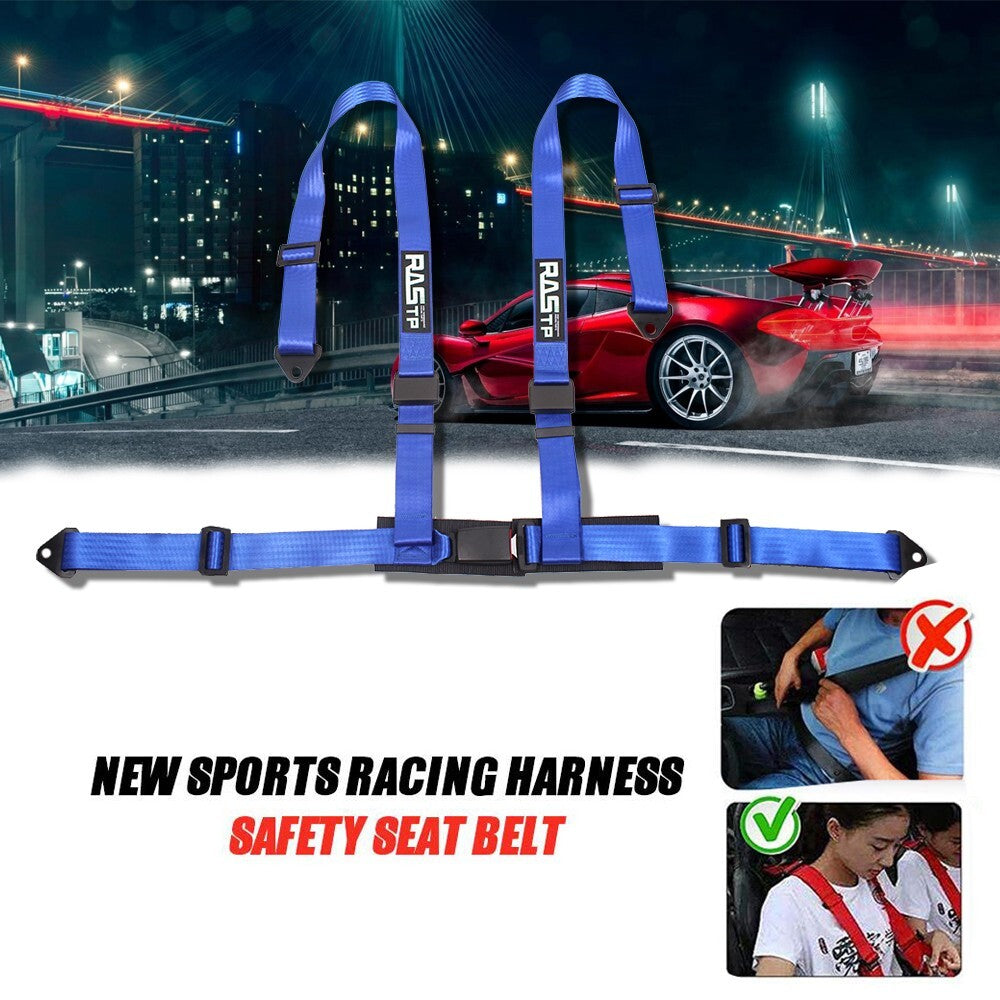 Universal Blue 2 4 Point Harness Quick Release Safety for Seat Belt Fit For Go-Kart