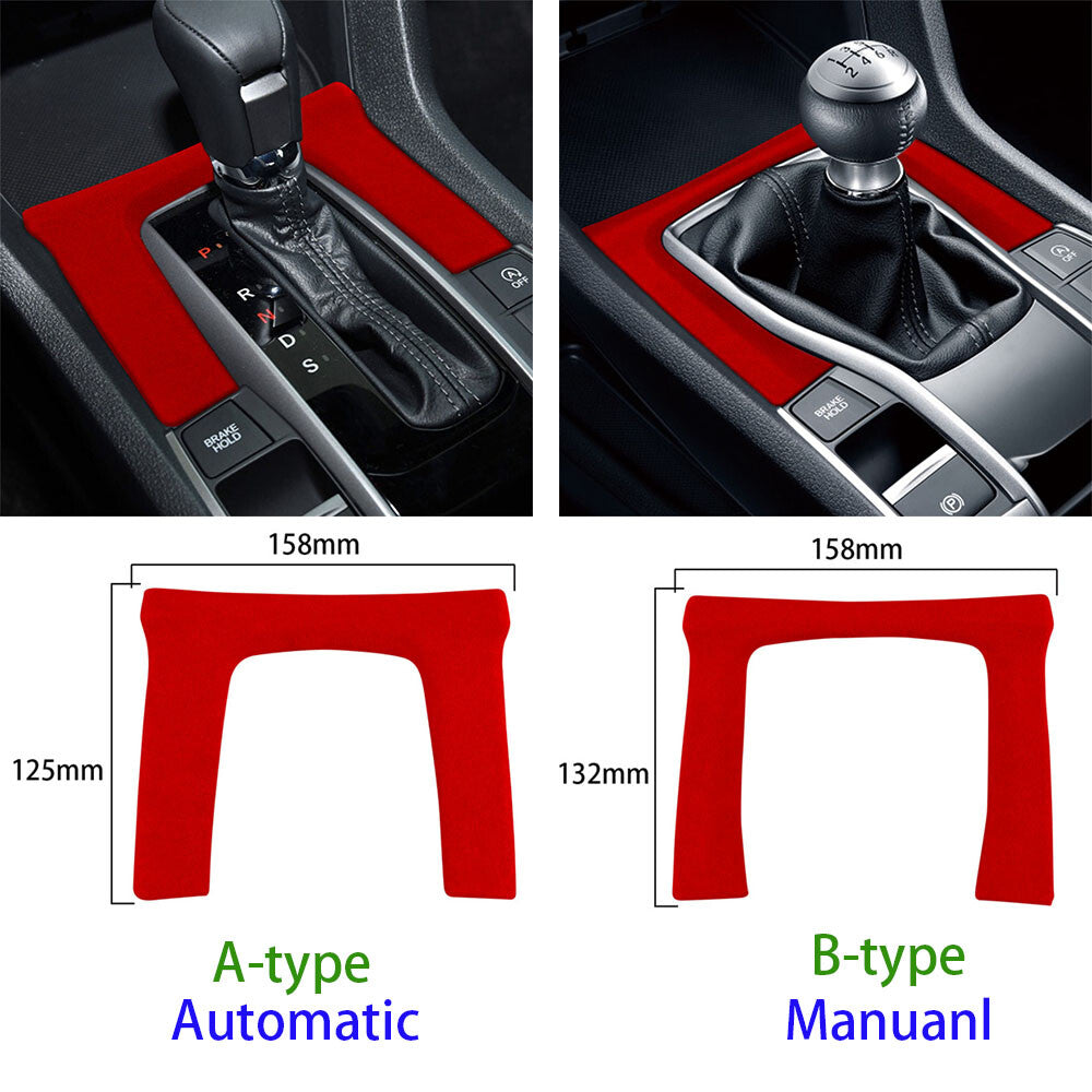 Suede Black Gray Automatic Gear Shift Panel Cover for Honda for Civic 10th 2016-2021