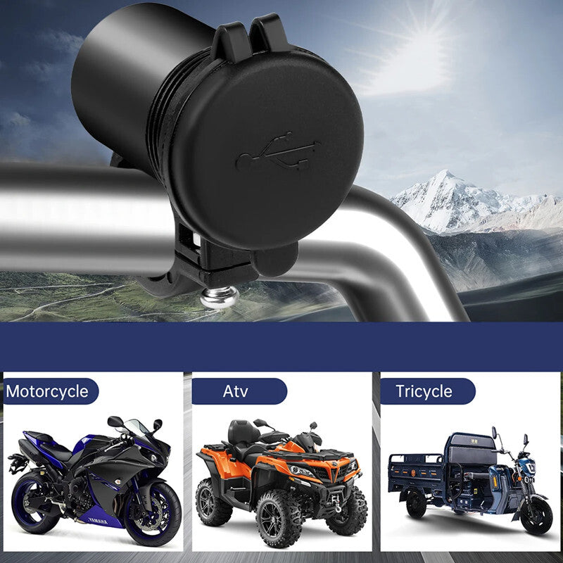 Motorcycle Handlebar ATV USB Charger Supply Socket with ON-OFF Switch Adapter