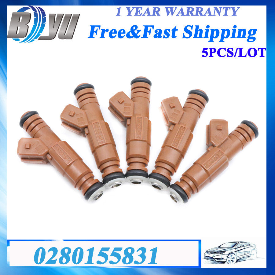 Set of 5 Fuel Injectors For 1998-09 for Volvo S60 S80 C70 V70 XC90 2.4L 2.5L