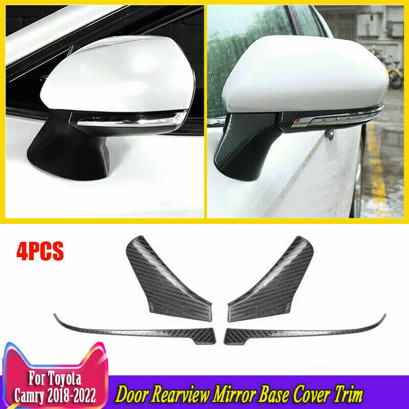4X for Toyota for Camry 2018-2022 Carbon Fiber Rearview Mirror Base Cover Trim Strip