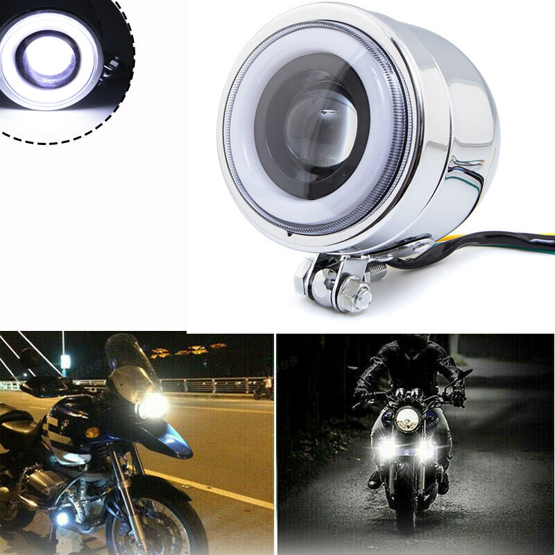Motorcycle LED headlights, fog lights, angel eyes, Bobber Chopper racing lights