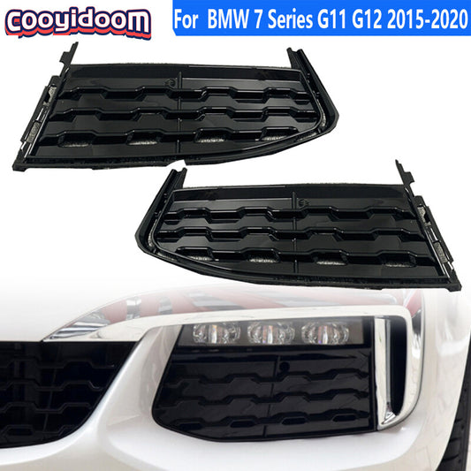 1Pair Front Bumper Side Grille Fog Lamp Cover for BMW 7 Series G11 G12 2015-2020