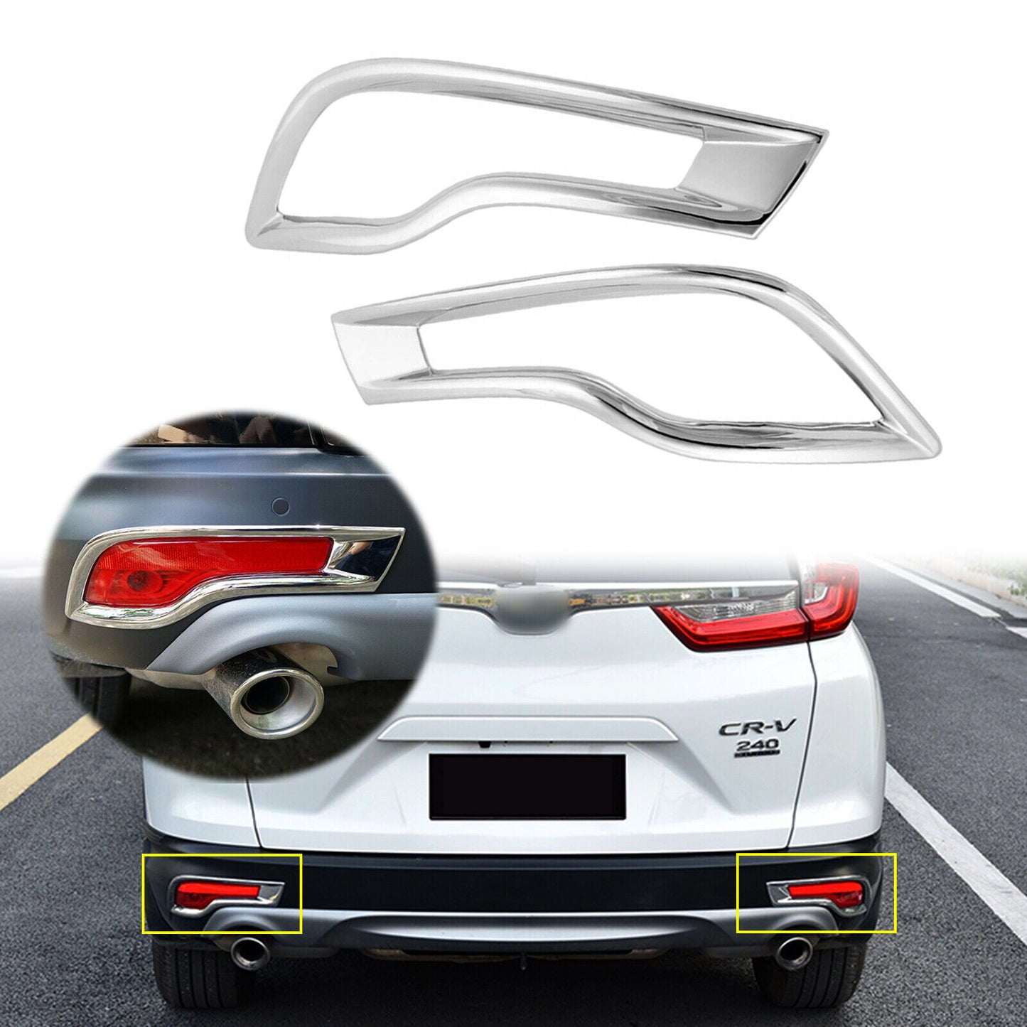 for Honda CR-V 2017-2019 Chrome Rear bumper Fog Light Lamp Reflector Cover Trim