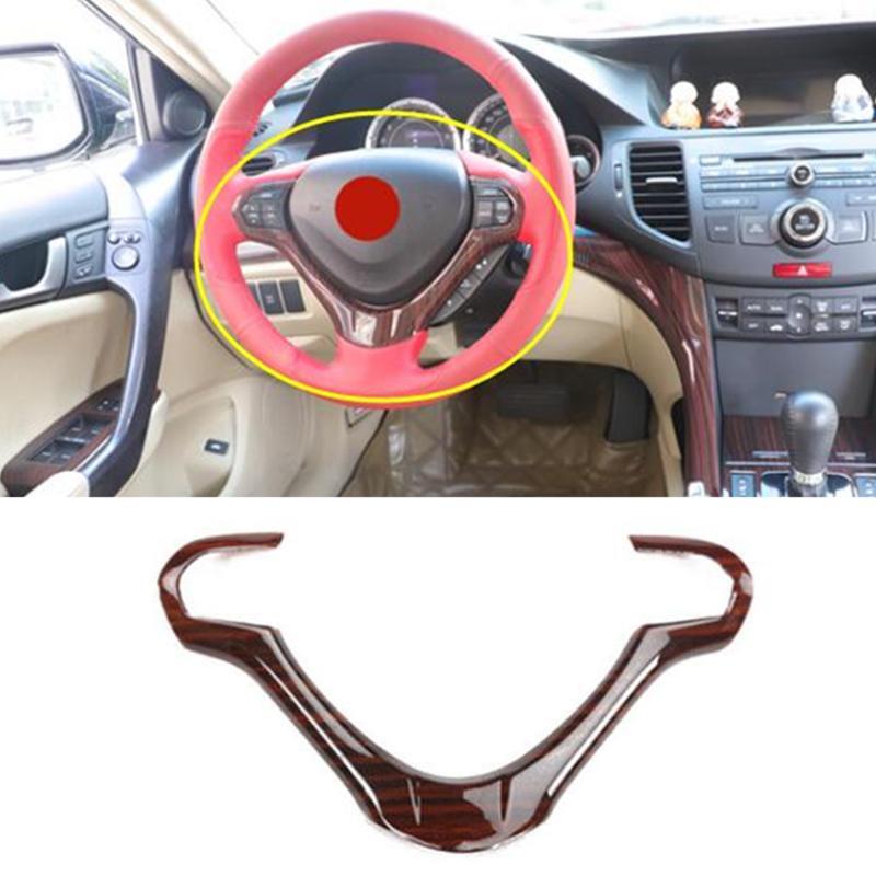 Peach Wood Grain ABS Steering Wheel Strip Cover Trim 1pcs for Acura TSX 2009-14