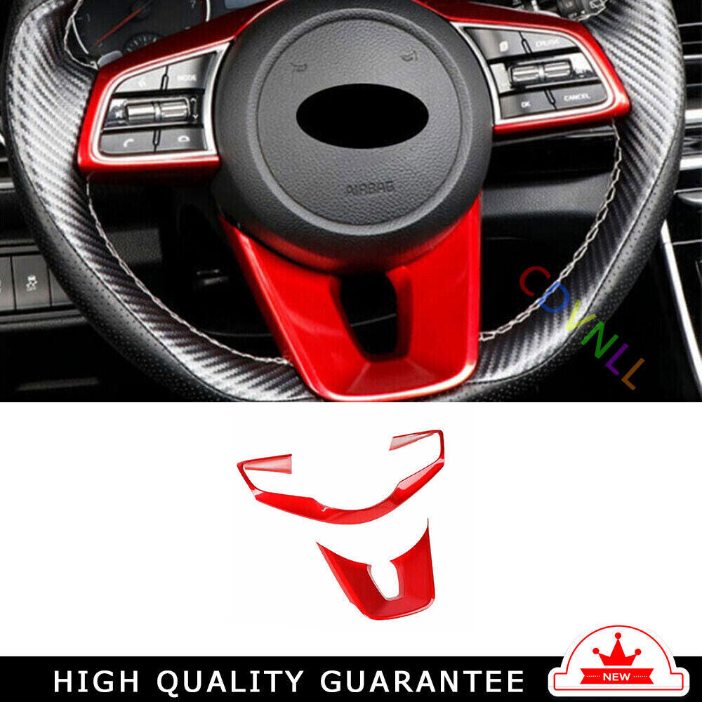 Car Steering Wheel Button Frame Cover Trim 2 for Kia Seltos 2020-22 Bright Red