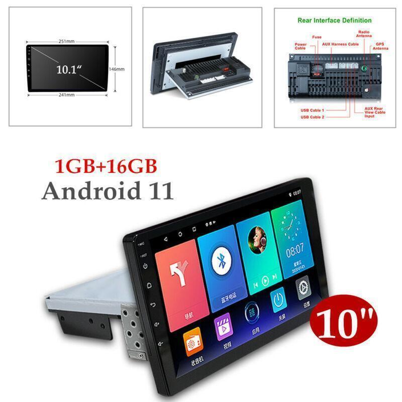 Auto 1 Din 10Android 11 Stereo GPS Navigation MP5 Player WiFi Radio Bluetooth