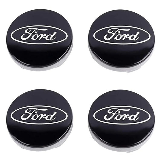 4-piece set for Ford wheel center caps, 54mm hub caps, rim caps, badges, black, 6M21-1003-AA