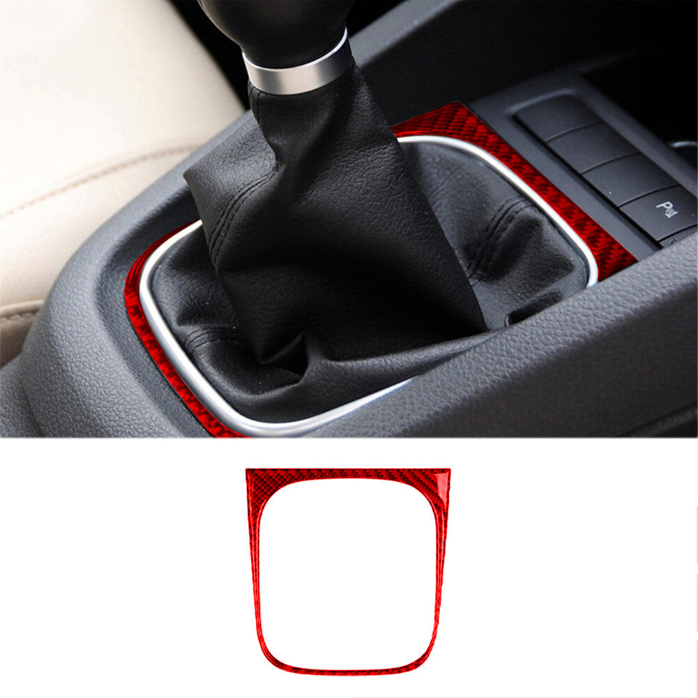 Red carbon fiber manual gearshift trim for Volkswagen for Jetta 2011-2014